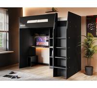 Flair Summit Gaming High Sleeper With Wardrobe Black & Grey