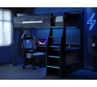Flair Ultimate Neon Single Gaming High Sleeper Charcoal & Blue