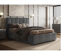 Flair Waltz Fabric Ottoman Bed in Grey | Size: King Flair Grey King