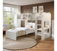 Wizard L Shaped High Sleeper White - White