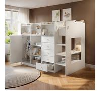 Flair Wizard Mid High Sleeper Storage Station in White | Size: Single Flair White Single