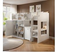 Flair Wizard Mid High Sleeper Workstation in White | Size: Single Flair White Single