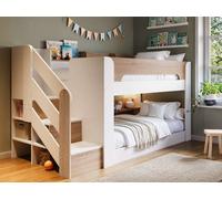 Flair Zeno Staircase Low Bunk With Storage White & Oak