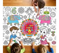 Flaircave Diwali Coloring Tablecloth Indian Peacock Table Cloth Deepawali Festival Rangoli Table Cloth Poster Diwali Crafts Decorations for Home Party