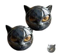 Flairgifts Luxury Black Cat Stone Sculpture, Black Sculpture Of Cat Head Bright eyes, Hand-Carved Exquisite Crystals And Healing Stones Carved, Cute Creative Kitten Sculptures Home Decor (2pcs)