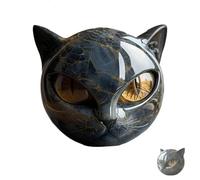 Flairgifts Luxury Black Cat Stone Sculpture, Black Sculpture Of Cat Head Bright eyes, Hand-Carved Exquisite Crystals And Healing Stones Carved, Cute Creative Kitten Sculptures Home Decor (1pc)