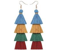 Flairs New York Faux Fur Pom Pom Tassel Drop Dangle Earrings Set Multicolor