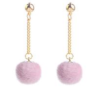 Flairs New York Faux Fur Pom Pom Tassel Drop Dangle Earrings Set Pink