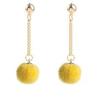 Flairs New York Faux Fur Pom Pom Tassel Drop Dangle Earrings Set Yellow