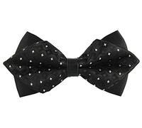 Flairs New York Gentleman's Diamond Pointed Pre-Tied Bow Tie, Black / Metallic Silver Diamonds, Bow Tie Only