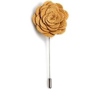 Flairs New York Gentleman's Essentials Premium Handmade Flower Lapel Pin Boutonniere, Pack of 1 Pin, Polyester Linen Wool, no gemstone