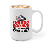 Flairy Land Ambulance Driver Coffee Mug 15oz White - The Boo Boo Bus - Hospitals EMT Patients Transporting Sick Technician Med Appreciation Dad Father