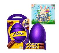 Flake Milk Chocolate Easter Egg 230g with Chocolate Bars & Amamitrade Thank You Sticker - Large Easter Chocolate Gift for Kids & Adults, Easter Egg Hunt Treat