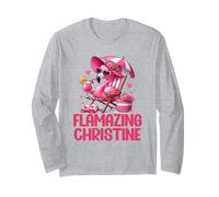 Flamazing Christine Pink Flamingo Tropical Beach Scene Women Long Sleeve T-Shirt