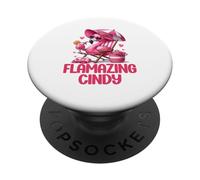Flamazing Cindy Pink Flamingo Tropical Beach Scene Women's PopSockets Adhesive PopGrip
