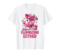 Flamazing Esther Pink Flamingo Tropical Beach Trip Women's T-Shirt