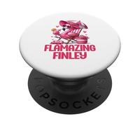 Flamazing Finley Pink Flamingo Tropical Beach Scene Women's PopSockets Adhesive PopGrip