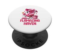 Flamazing Haven Pink Flamingo Tropical Beach Trip Women's PopSockets Adhesive PopGrip
