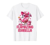 Flamazing Isabella Pink Flamingo Tropical Beach Scene Women T-Shirt