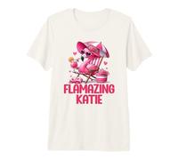 Flamazing Katie Pink Flamingo Tropical Beach Scene Women's Premium T-Shirt
