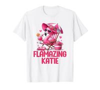 Flamazing Katie Pink Flamingo Tropical Beach Scene Women's Value Graphic T-Shirt