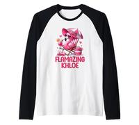 Flamazing Khloe Pink Flamingo Tropical Beach Trip Women's Raglan Baseball Tee