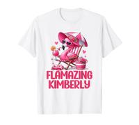 Flamazing Kimberly Pink Flamingo Tropical Beach Scene Women Value Graphic T-Shirt