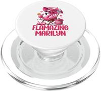 Flamazing Marilyn Pink Flamingo Tropical Beach Scene Women's PopSockets PopGrip for MagSafe