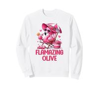 Flamazing Olive Pink Flamingo Tropical Beach Trip Women's Sweatshirt