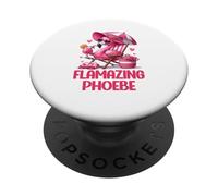 Flamazing Phoebe Pink Flamingo Tropical Beach Trip Women's PopSockets Adhesive PopGrip