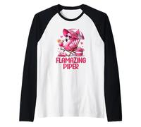 Flamazing Piper Pink Flamingo Tropical Beach Trip Women's Raglan Baseball Tee