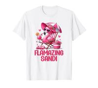Flamazing Sandi Pink Flamingo Tropical Beach Trip Women's T-Shirt