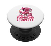 Flamazing Scarlett Pink Flamingo Tropical Beach Trip Women's PopSockets Adhesive PopGrip