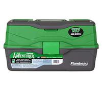Flambeau Outdoors 6383FTK Adventurer 3-Tray Tackle Box Kit, Complete Starter Fishing Tackle Kit with Hooks, Bobbers, Stringer, and More, Green