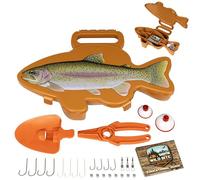 Flambeau Outdoors Wild Bite Fishing Tackle Box Kit | Orange/Trout - Tackle Box for Beginners, 25-Piece Multi-Species Tackle Assortment for Catching Bass/Panfish/Trout, Spade and Plier Multi-Tool
