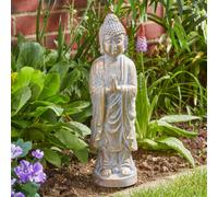 Flamboya Brushed Gold Stone Effect Praying Buddha Garden Ornament (H)47Cm (W)14.5Cm