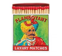 Flamboyant Long Matches - Luxury Giant Square Matchbox - Red Tipped Coloured Large Matchsticks - Candles Fireside Housewarming Gift Retro