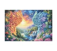 Flame And Crystal Wings by Waterfall 1000 Pc Classic Jigsaw Puzzle Puzzle for Adults Hard Challenging Hobby Home Decor Poster Recycled Material 1000 PCS