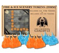 Flame and Frost Markers for Table Top Games - 12 x Wall of Fire Tokens and 12 x Wall of Ice DnD Tokens - Coloured Plastic DnD Accessories Perfect for DnD terrain Spell Effects - Grinning Gargoyle