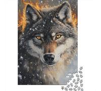 Flame And Frost Wolf 1000-Piece Puzzle for Adults, 52x38cm/1000pcs, for Quiet Downtime Without A Screen; White Cardboard for Cleaner Sorting