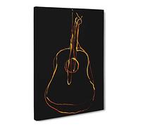 Flame Art Guitar No.1 Canvas Print | Gallery Wrapped 30mm Frame Wall Art | 24x16 inches | Ready to Hang | Modern Music Picture | Living Room Bedroom Lounge Office