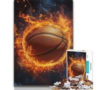 Flame Basketball 1000 Piece Jigsaw Puzzles for Adults,Family Game Stress Reliever Difficult Challenge Artists Collection,Fine Art (50x75cm)