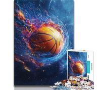 Flame Basketball Puzzles for Adults Teens 1000 Pieces,Learning Educational Toys Family Games with Matching Poster And Trivia Sheet (38x26cm)