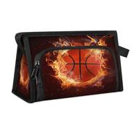 Flame Basketball Travel Makeup Bag for Women Men Kids Girls Boys Basketball Ball Multipurpose Wash Pouch Bag Toiletry Cosmetic Toiletries Shower Bag Organizer