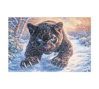Flame Black Panther 1000 Piece Jigsaw Puzzle for All Ages Luminous Enchanted Beasts Idea Spooky Fun High Resolution Print Home Decor Stress Relief 1000 PCS
