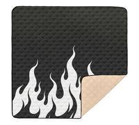Flame Black White Pattern Soft Foam Baby Playmat for Indoor Outdoor Water Resistant Padded Baby Mat for Babies Infants Toddlers, 50'' x 50''
