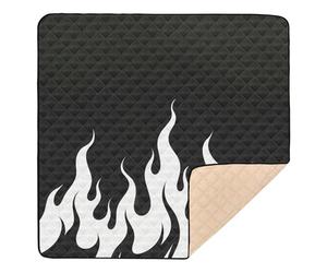 Flame Black White Pattern Soft Foam Baby Playmat for Indoor Outdoor Water Resistant Padded Baby Mat for Babies Infants Toddlers, 50'' x 50''