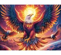 Flame Colorful Bald Eagle 1000 Pc Classic Jigsaw Puzzle Luminous Enchanted Beasts Puzzle for Adults Hard Challenging Hobby Home Decor Poster Eco Friendly Material 1000 PCS/75x50cm