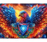 Flame Colorful Bald Eagle 1000 Piece Premium Jigsaw Puzzle Magical Cosmic Creatures Adult Jigsaws Educational Game Hobby Home Decor Winter Gift Durable Wooden Cardboard 1000 PCS/75x50cm
