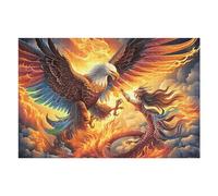 Flame Colorful Dragon Bald Eagle 1000 Piece Jigsaw Puzzle for Adults Magical Cosmic Creatures Vacation Souvenir Memory Keepsake No Dust Pieces Great Gift for Travelers 1000 PCS